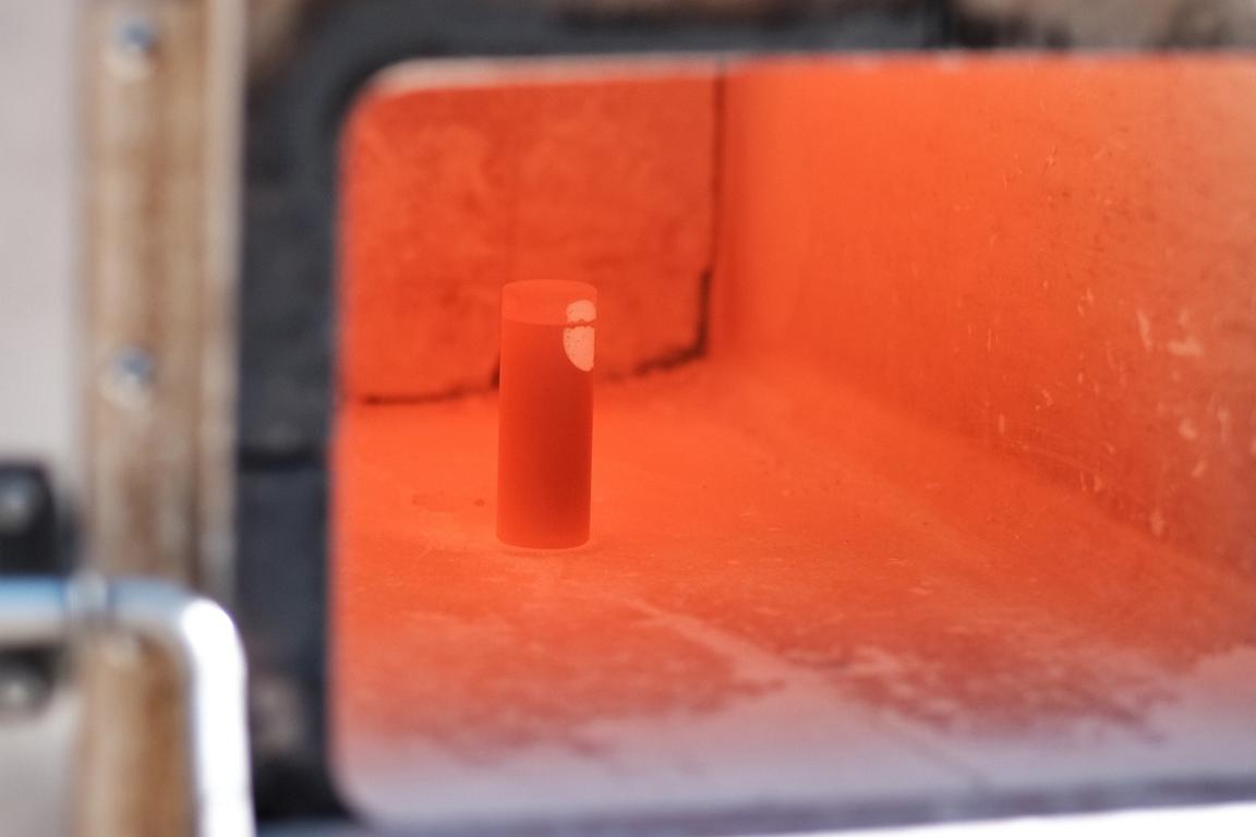 Brandversuch bei 1.450 °C im Industrieofen